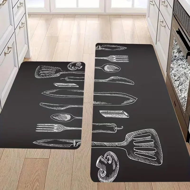Kitchen Mat, Classic Black Kitchen Accessory Mat, Suitable for Kitchen, Living Room, Hallway, Balcony, And Home Decor.