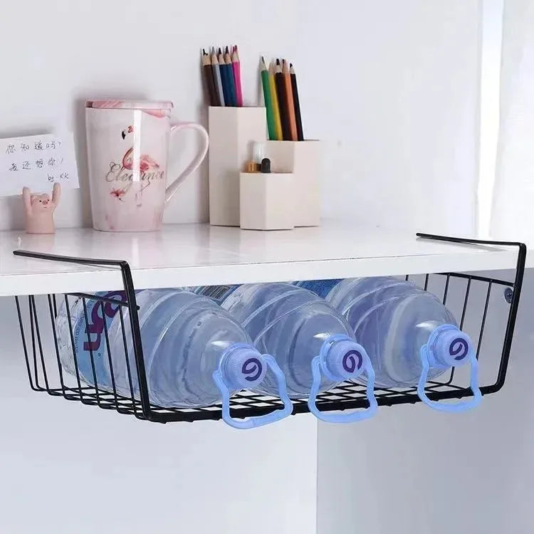 Under Desk Storage Basket – Space Saving Metal Organizer for Home & Office