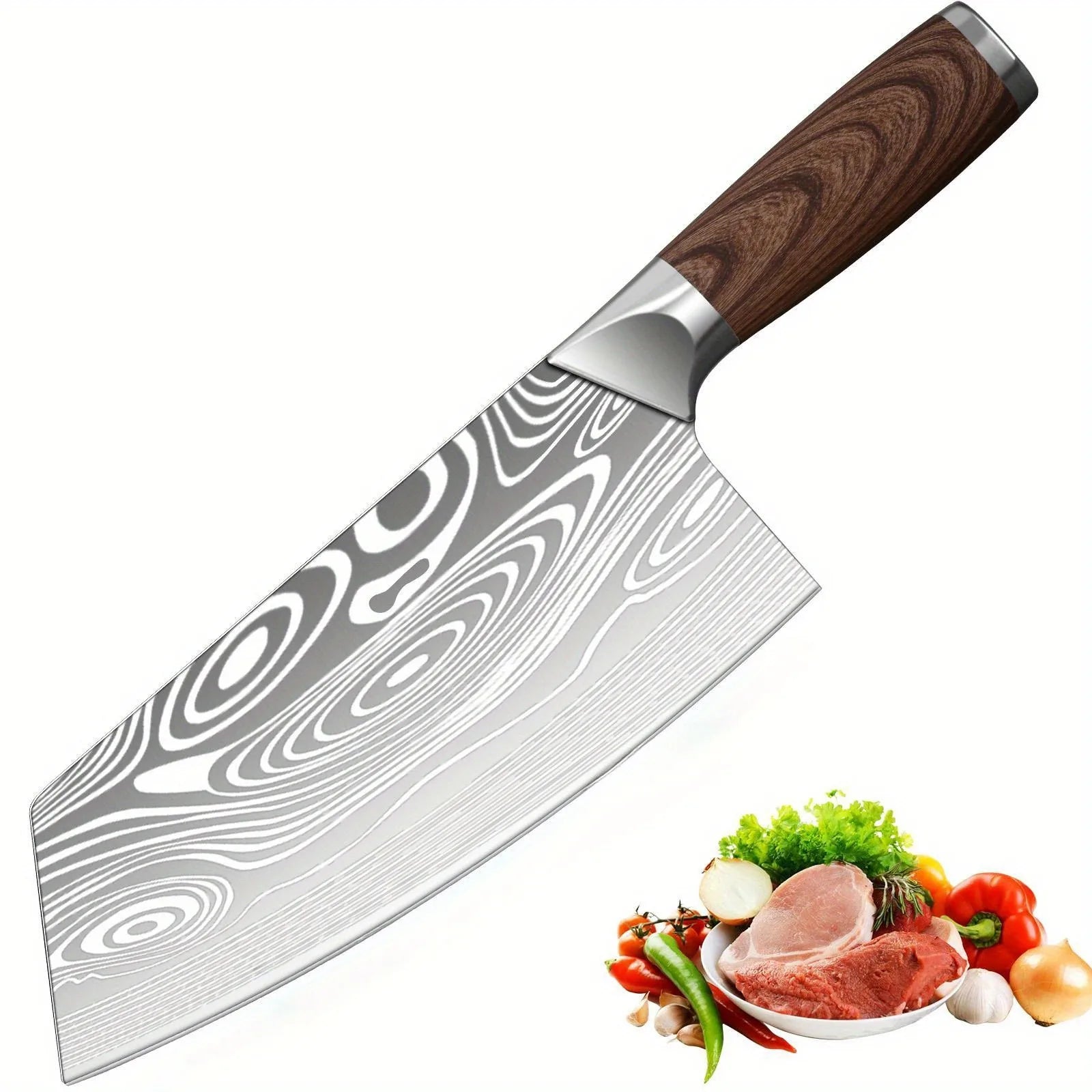 Kitchen Knife, Household Laser Damascus Knife, Kitchen Chef's Special Meat and Vegetable Slicer