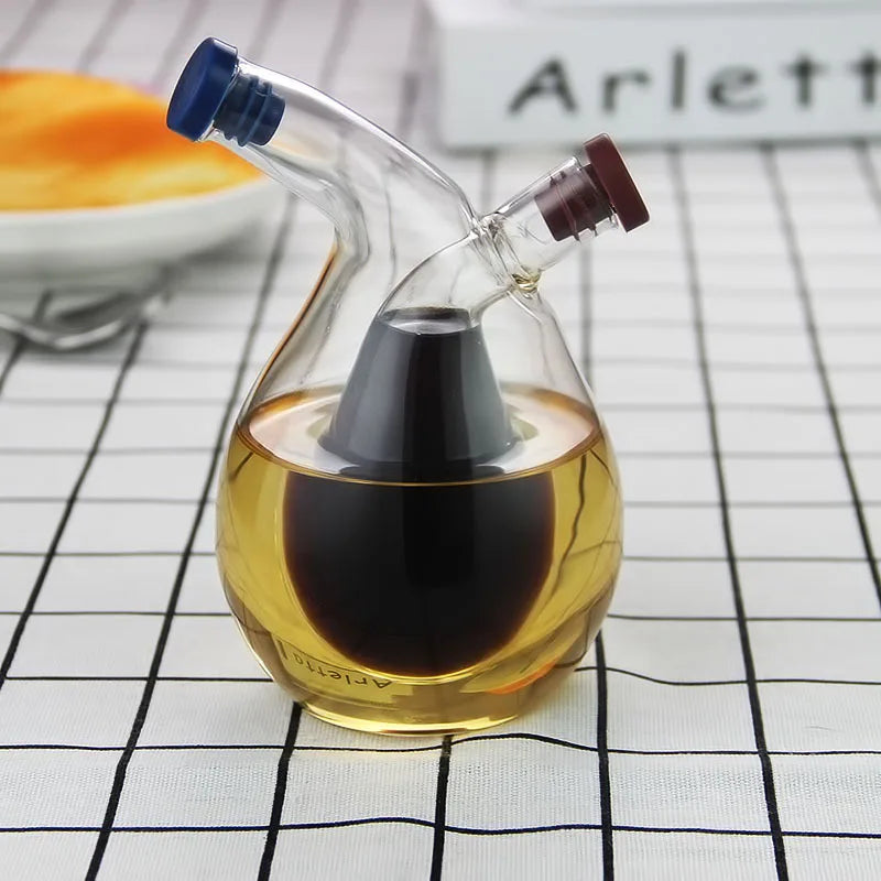 Kitchen Two-in-One Oil Dispenser Design Vinegar Cruet Olive can Quality Oil Pourer Condiment Dispenser Bottle