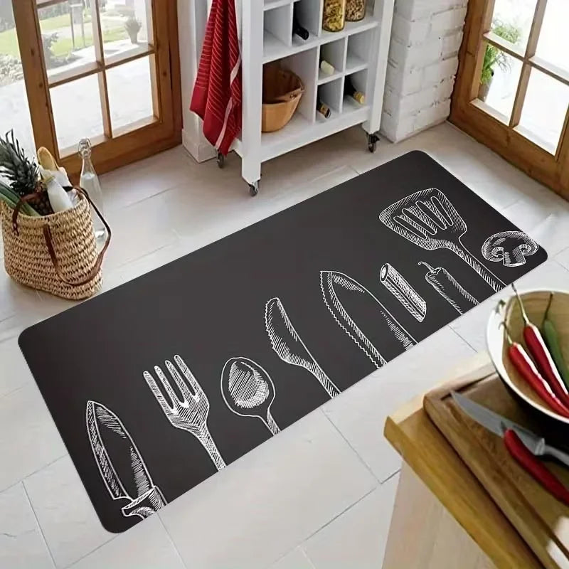 Kitchen Mat, Classic Black Kitchen Accessory Mat, Suitable for Kitchen, Living Room, Hallway, Balcony, And Home Decor.