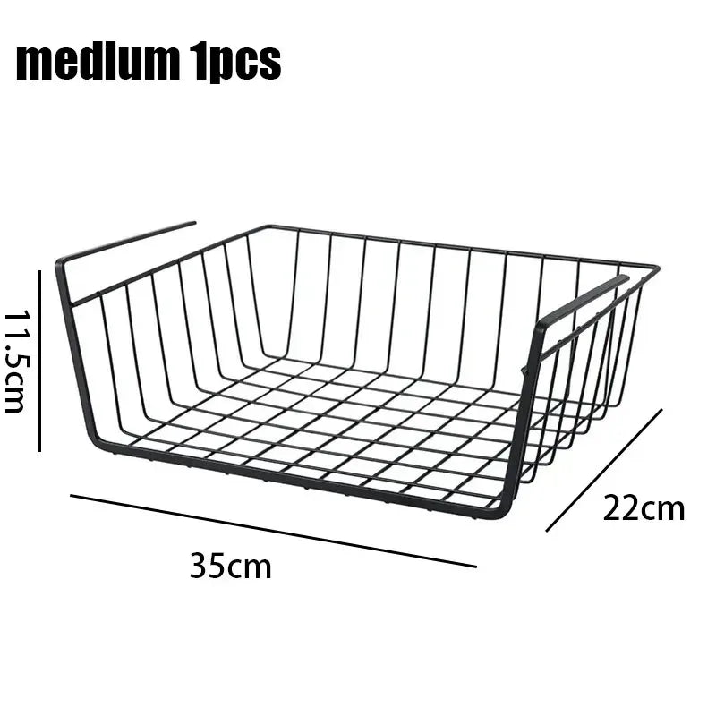 Under Desk Storage Basket – Space Saving Metal Organizer for Home & Office