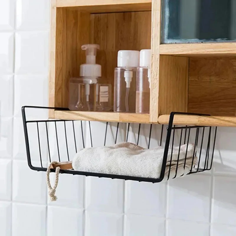 Under Desk Storage Basket – Space Saving Metal Organizer for Home & Office