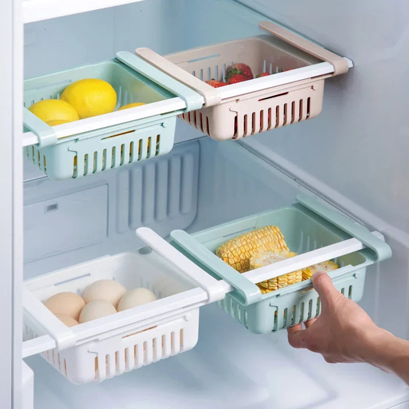 Adjustable Fridge Storage Drawer – Space Saving Kitchen Organizer