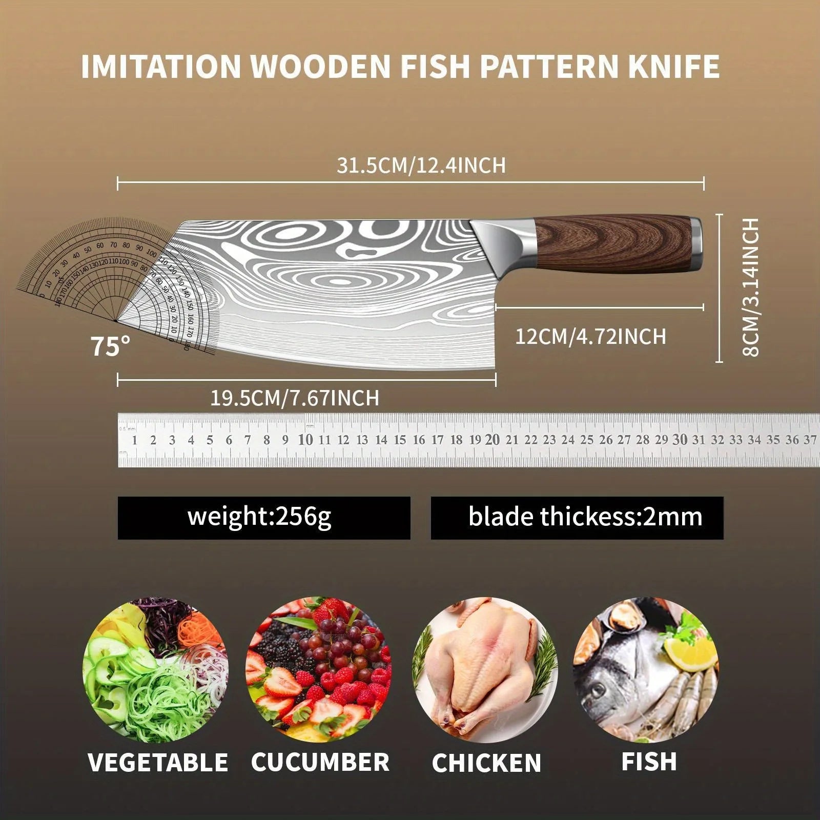 Kitchen Knife, Household Laser Damascus Knife, Kitchen Chef's Special Meat and Vegetable Slicer