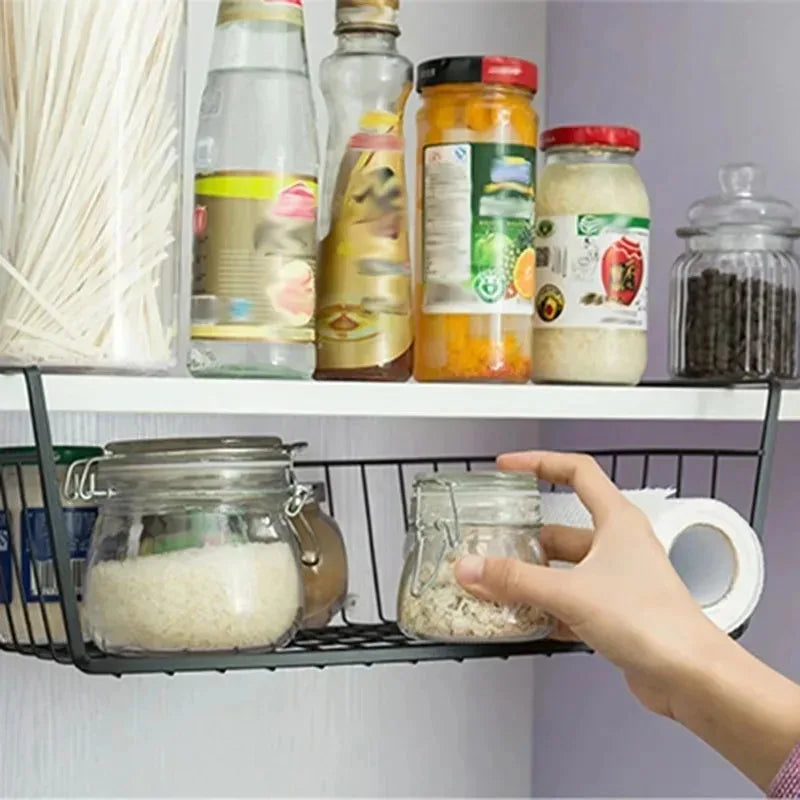 Under Desk Storage Basket – Space Saving Metal Organizer for Home & Office