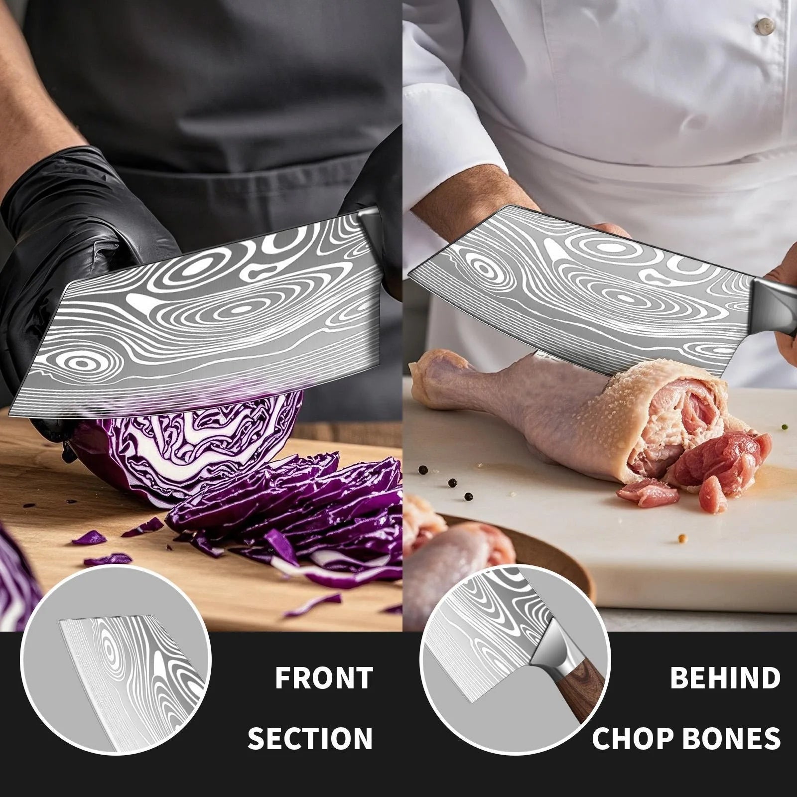 Kitchen Knife, Household Laser Damascus Knife, Kitchen Chef's Special Meat and Vegetable Slicer