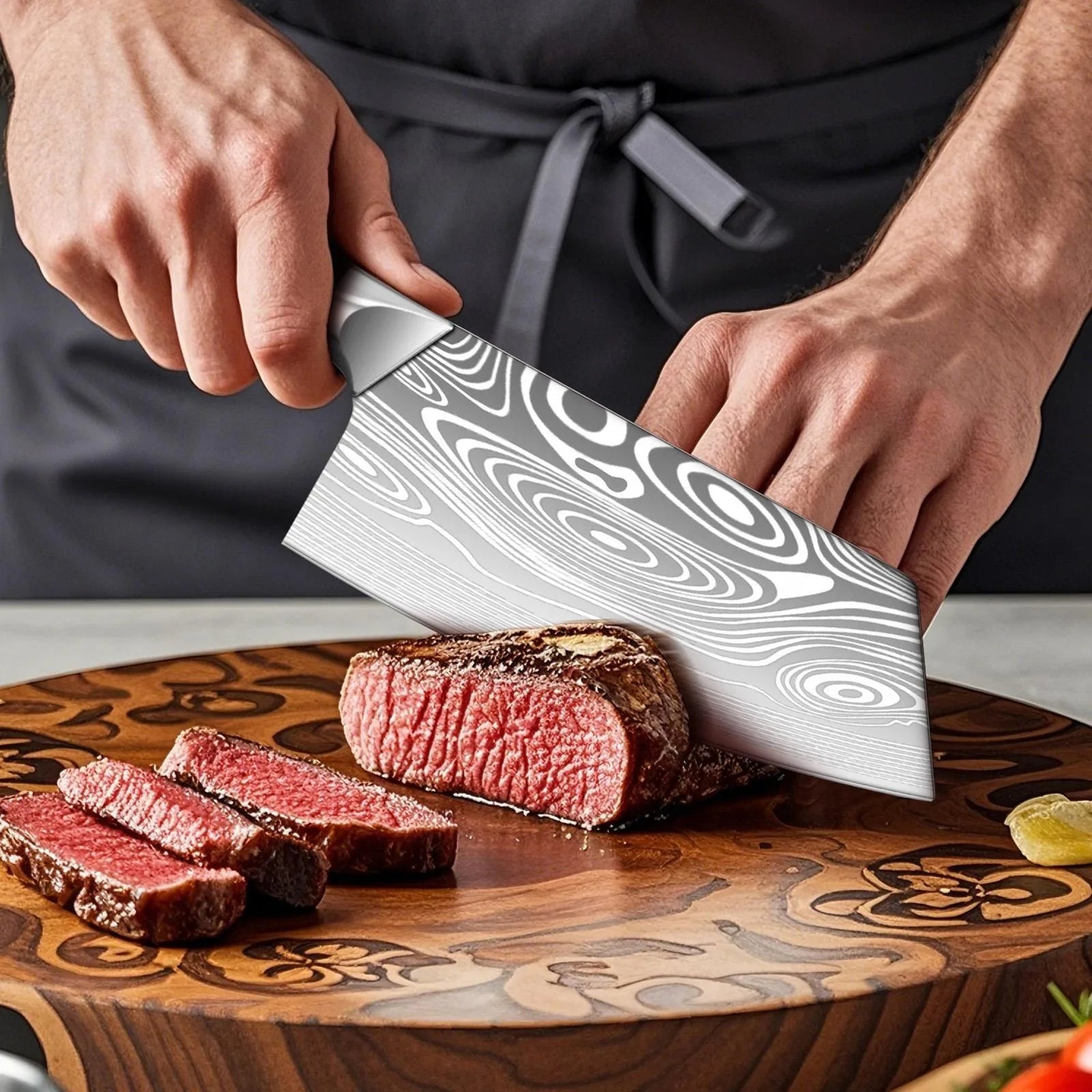 Kitchen Knife, Household Laser Damascus Knife, Kitchen Chef's Special Meat and Vegetable Slicer