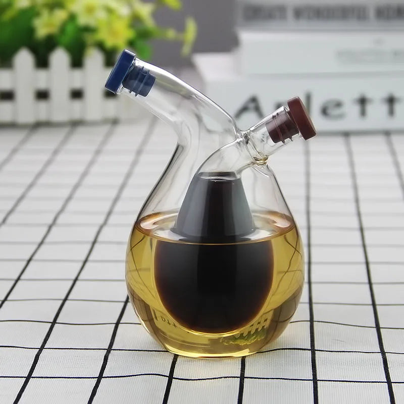 Kitchen Two-in-One Oil Dispenser Design Vinegar Cruet Olive can Quality Oil Pourer Condiment Dispenser Bottle