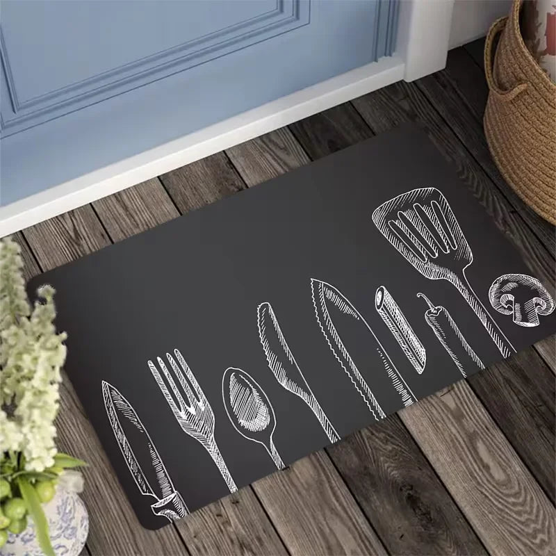 Kitchen Mat, Classic Black Kitchen Accessory Mat, Suitable for Kitchen, Living Room, Hallway, Balcony, And Home Decor.