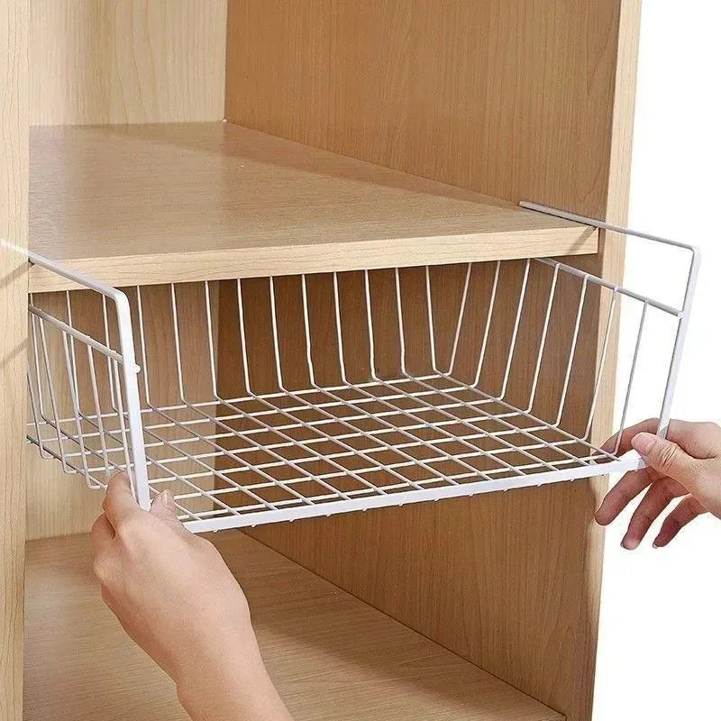Under Desk Storage Basket – Space Saving Metal Organizer for Home & Office