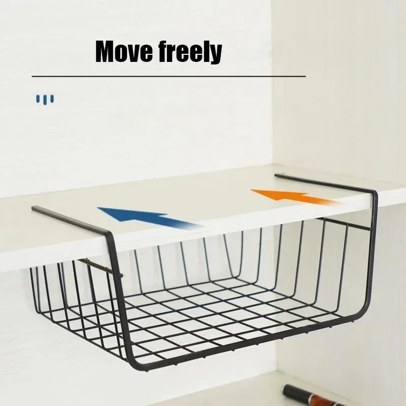 Under Desk Storage Basket – Space Saving Metal Organizer for Home & Office