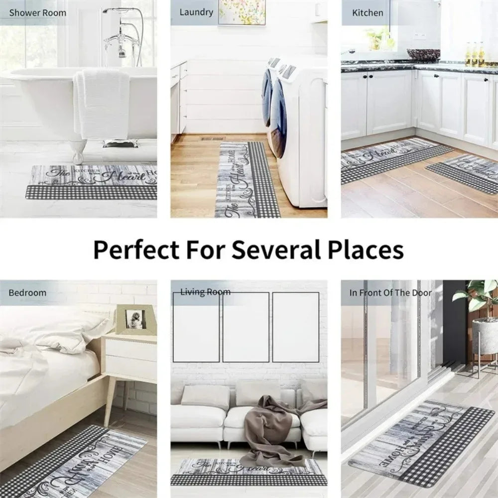 Kitchen Mat, Classic Black Kitchen Accessory Mat, Suitable for Kitchen, Living Room, Hallway, Balcony, And Home Decor.
