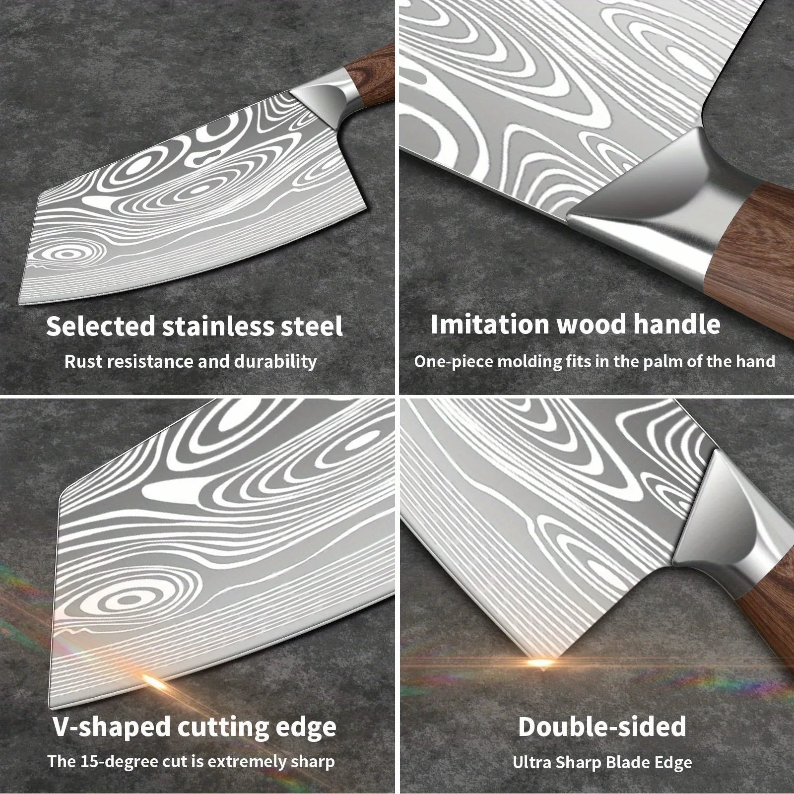 Kitchen Knife, Household Laser Damascus Knife, Kitchen Chef's Special Meat and Vegetable Slicer